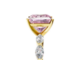 Yellow gold Fancy Pink Princess  Solitaire Marquise Side Stone Prong Setting Ring_5