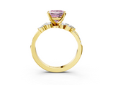 Yellow gold Fancy Pink Princess  Solitaire Marquise Twist Band with Six-Prong Setting_3