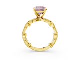 Yellow gold Fancy Pink Princess  Solitaire Milgrain Diamond Engagement Ring with Bezel and Marquise Band_3