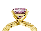 Yellow gold Fancy Pink Princess  Solitaire Milgrain Diamond Engagement Ring with Bezel and Marquise Band_4