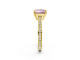 Yellow gold Fancy Pink Princess  Solitaire Pavé Band Prong Setting Ring_2