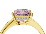 Yellow gold Fancy Pink Princess  Solitaire Pavé Band Prong Setting Ring_4
