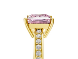 Yellow gold Fancy Pink Princess  Solitaire Pavé Band Prong Setting Ring_5