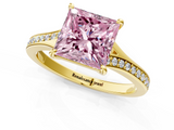 Yellow gold Fancy Pink Princess  Solitaire Pavé Band with Four-Prong Setting_19