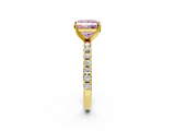 Yellow gold Fancy Pink Princess  Solitaire Pavé Band with Four-Prong Setting_2