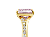 Yellow gold Fancy Pink Princess  Solitaire Pavé Band with Four-Prong Setting_23