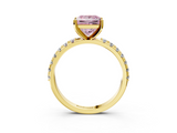 Yellow gold Fancy Pink Princess  Solitaire Pavé Band with Four-Prong Setting_3