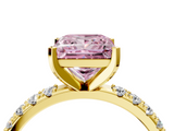 Yellow gold Fancy Pink Princess  Solitaire Pavé Band with Four-Prong Setting_4