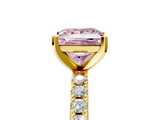 Yellow gold Fancy Pink Princess  Solitaire Pavé Band with Four-Prong Setting_5