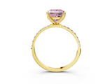 Yellow gold Fancy Pink Princess  Solitaire Pavé Diamond Engagement Ring with Four-Prong Setting_3