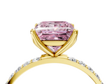 Yellow gold Fancy Pink Princess  Solitaire Pavé Diamond Engagement Ring with Four-Prong Setting_4