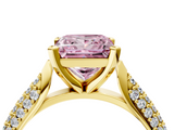 Yellow gold Fancy Pink Princess  Solitaire Pavé Diamond Engagement Ring with Four-Prong Setting_4