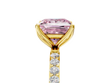 Yellow gold Fancy Pink Princess  Solitaire Pavé Diamond Engagement Ring with Four-Prong Setting_5