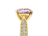 Yellow gold Fancy Pink Princess  Solitaire Pavé Diamond Engagement Ring with Four-Prong Setting_5
