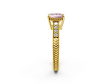 Yellow gold Fancy Pink Princess  Solitaire Pavé Diamond Milgrain Engagement Ring with Four-Prong Setting_2