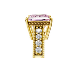 Yellow gold Fancy Pink Princess  Solitaire Pavé Diamond Milgrain Engagement Ring with Four-Prong Setting_5