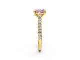 Yellow gold Fancy Pink Princess  Solitaire Pave Diamond Engagement Ring with Prong Setting_2
