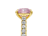 Yellow gold Fancy Pink Princess  Solitaire Pave Diamond Engagement Ring with Prong Setting_5