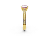Yellow gold Fancy Pink Princess  Solitaire Pave Split Shank Engagement Ring with Six-Prong Setting_2