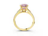 Yellow gold Fancy Pink Princess  Solitaire Pave Split Shank Engagement Ring with Six-Prong Setting_3