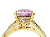 Yellow gold Fancy Pink Princess  Solitaire Pave Split Shank Engagement Ring with Six-Prong Setting_4