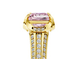 Yellow gold Fancy Pink Princess  Solitaire Pave Split Shank Ring with Four-Prong Setting_14
