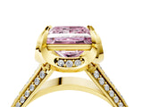 Yellow gold Fancy Pink Princess  Solitaire Pave Split Shank Ring with Four-Prong Setting_85