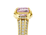Yellow gold Fancy Pink Princess  Solitaire Pave Split Shank Ring with Four-Prong Setting_86