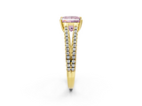 Yellow gold Fancy Pink Princess  Solitaire Split Shank Pavé Diamond Engagement Ring_2