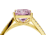 Yellow gold Fancy Pink Princess  Solitaire Split Shank Pavé Diamond Engagement Ring_4