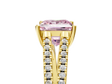 Yellow gold Fancy Pink Princess  Solitaire Split Shank Pavé Diamond Engagement Ring_5