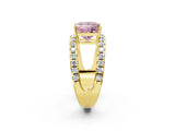 Yellow gold Fancy Pink Princess  Solitaire Split Shank Pave Diamond Ring_26