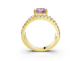 Yellow gold Fancy Pink Princess  Solitaire Split Shank Pave Diamond Ring_27