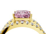 Yellow gold Fancy Pink Princess  Solitaire Split Shank Pave Diamond Ring_28