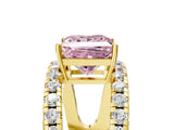 Yellow gold Fancy Pink Princess  Solitaire Split Shank Pave Diamond Ring_29