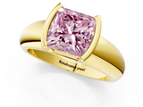 Yellow gold Fancy Pink Princess  Solitaire Tension Set Diamond Ring with Wide Band_1