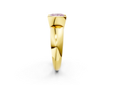 Yellow gold Fancy Pink Princess  Solitaire Tension Set Diamond Ring with Wide Band_2