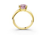Yellow gold Fancy Pink Princess  Solitaire Tension Set Diamond Ring with Wide Band_3