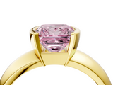 Yellow gold Fancy Pink Princess  Solitaire Tension Set Diamond Ring with Wide Band_4