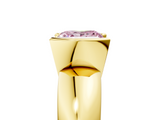 Yellow gold Fancy Pink Princess  Solitaire Tension Set Diamond Ring with Wide Band_5
