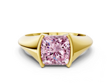 Yellow gold Fancy Pink Princess  Solitaire Tension Set Diamond Ring