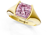 Yellow gold Fancy Pink Princess  Solitaire Tension Set Diamond Ring_1