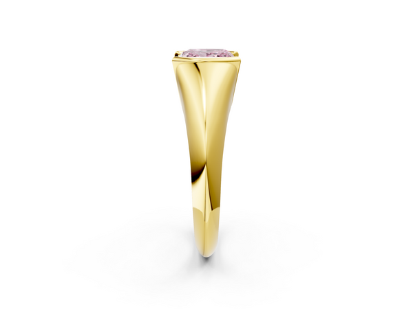 Yellow gold Fancy Pink Princess  Solitaire Tension Set Diamond Ring