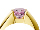 Yellow gold Fancy Pink Princess  Solitaire Tension Set Diamond Ring_4
