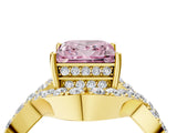Yellow gold Fancy Pink Princess  Solitaire Twist Band Pavé Diamond Engagement Ring_58