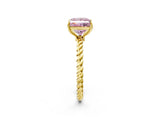 Yellow gold Fancy Pink Princess  Solitaire Twist Band Ring with Four-Prong Setting_67