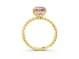 Yellow gold Fancy Pink Princess  Solitaire Twist Band Ring with Four-Prong Setting_68
