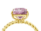 Yellow gold Fancy Pink Princess  Solitaire Twist Band Ring with Four-Prong Setting_69