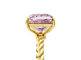 Yellow gold Fancy Pink Princess  Solitaire Twist Band Ring with Four-Prong Setting_70