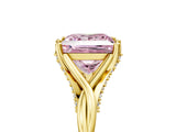 Yellow gold Fancy Pink Princess  Solitaire Twist Band Six-Prong Setting 1